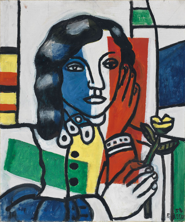 Fernand Léger. Young Girl Holding a Flower, 1954. Oil on canvas, 55 x 46 cm. The Fitzwilliam Museum, Cambridge. © ADAGP, Paris and DACS, London 2018. © The Fitzwilliam Museum, Cambridge.