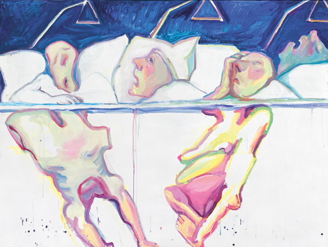Maria Lassnig. Hospital, 2005. Oil paint on canvas, 150 x 200 cm. Private Collection. Courtesy Hauser & Wirth. © Maria Lassnig Foundation. Photograph: Archive Hauser & Wirth.