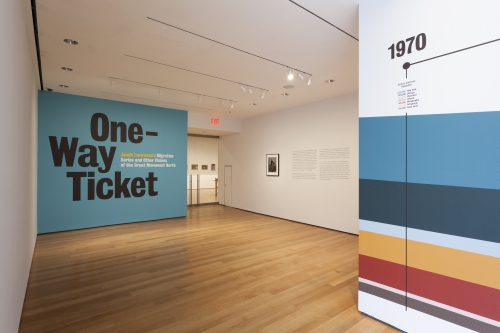 Installation view of One-Way Ticket: Jacob Lawrence’s Migration Series and Other Visions of the Great Movement North, The Museum of Modern Art, April 3–September 7, 2015. © 2015 The Museum of Modern Art. Photograph: Jonathan Muzikar.