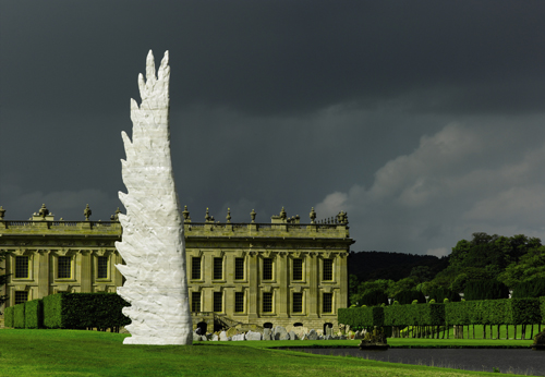 Christopher Le Brun. Maro, 2014. Nestos marble, 500 x 153 x 36 cm, (196⅞ x 60 x 14⅛ in). Inscribed CLB and numbered 1/3. Edition of 3. Installation view at BEYOND LIMITS, Sotheby’s outdoor sculpture exhibition at Chatsworth, 8 September – 26 October 2014. Image courtesy Sotheby's.