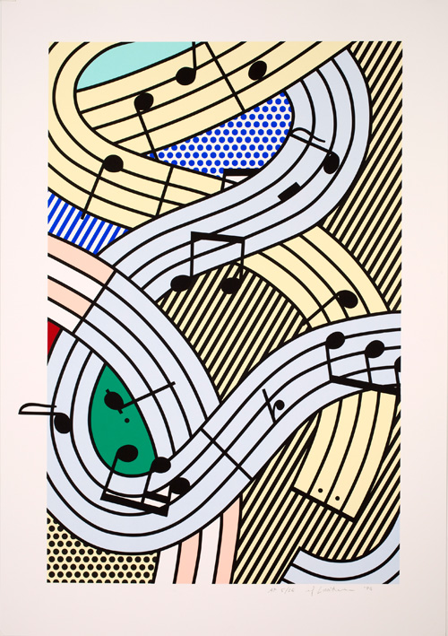 Roy Lichtenstein. Composition III, 1996. Screenprint on Lanaquarelle watercolour paper, 129.4 x 90.2 cm. Lent by The Roy Lichtenstein Foundation Collection 2015. © Estate of Roy Lichtenstein/DACS 2015.