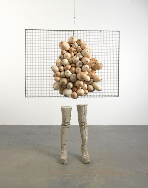 Sarah Lucas. Nice Tits, 2011. Concrete, wire mesh, tights, fluff, 208 x 160 x 60 cm. Copyright the artist, courtesy Sadie Coles HQ, London.