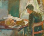 Edvard Munch,  Andreas Munch Studying Anatomy, 1886. Oil on unprimed cardboard, 62 × 74.5 cm. Photo: Juri Kobayashi. © Munch Museum.