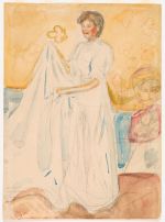 Edvard Munch, Nurse with Sheet, 1908. Watercolour, charcoal, 63.8 × 46.5 cm. Photo: Ove Kvavik. © Munch Museum.