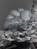 Emma McNally, The Earth is Knot Flat, 2024. Graphite, paper, kaolin, gum arabic. Installation view, Drawing Room/Tannery Arts, London. Photo: Eva Herzog.