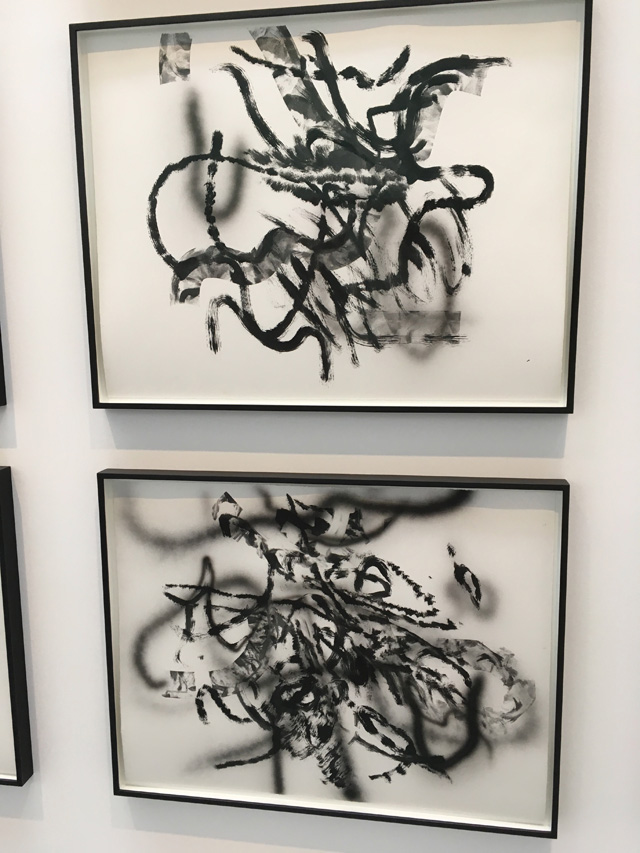 Julie Mehretu: Drawings and Monotypes (detail), installation view, Kettle’s Yard, Cambridge, 2019. Photo: Veronica Simpson.