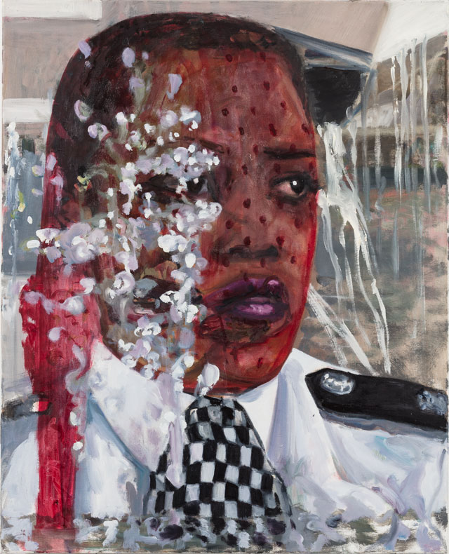 Dawn Mellor. Police Constable Yvonne Hemmingway (Michele Austin), 2016. Oil on canvas, 30 x 24 in. © the artist.