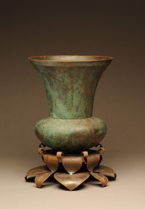Marie Zimmermann. Vase on stand, by 1929. Copper vase with iron stand; vase, 9 7/8 x 8 7/8 in. (25 x 22.5 cm). Private collection. Photograph: David Cole © American Decorative Art 1900 Foundation. Used by permission.