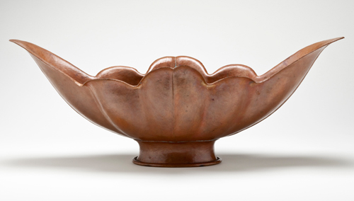 Marie Zimmermann. Bowl. Copper, 7 1/4 x 19 1/4 x 9 1/4 in (18.4 x 48.9 x 23.5 cm). Los Angeles County Museum of Art, Gift of American Decorative Art 1900 Foundation in honor of Wendy Kaplan (M.2008.276). © Los Angeles County Museum of Art. Used by permission.