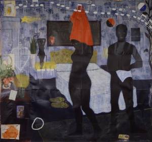 Kerry James Marshall. <em>Could this be love</em>, 1992. Acrylic and collage on canvas. Courtesy The Bailey Collection, Toronto.