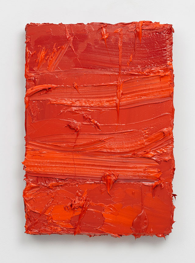 Jason Martin. Untitled (Coral Orange / Vermilion), 2016. Oil on panel
47.5 x 33.5 cm (18 5/8 x 13 ¼ in). © Jason Martin; Courtesy Lisson Gallery.