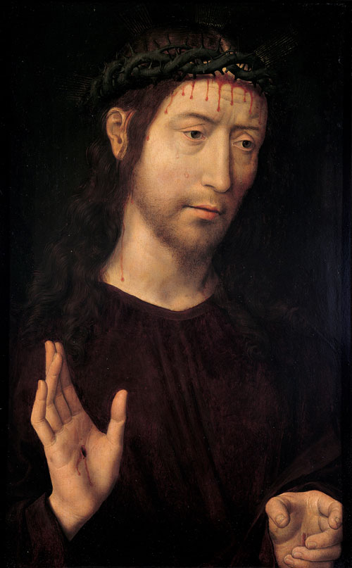 Hans Memling. Cristo benedicente, 1485. Oil on board. Genova, Musei di Strada Nuova, Palazzo Bianco.
