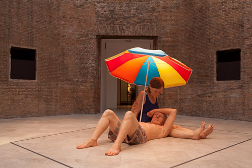 Ron Mueck. Couple Under an Umbrella, 2013. Mixed media, 300 x 400 x 350 cm. Collection Caldic, Wassenaar. Photograph: Isabella Matheus.