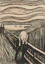Edvard Munch. The Scream, 1895. Hand-coloured lithograph. Courtesy the Gundersen Collection, Oslo. © Munch Museum, Oslo.