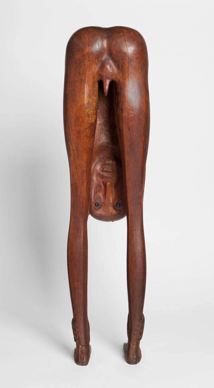 Isamu Noguchi, Boy Looking Through Legs (Morning Exercises), 1933. Pear wood, blue beads, 72.4 x 18.7 x 18.1 cm. Photo: Kevin Noble. The Noguchi Museum Archives, 147079. ©INFGM / ARS - DACS.