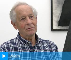 David Nash speaking to Studio International during the installation of his exhibition 200 Seasons at Towner Art Gallery, Eastbourne, 23 September 2019. Photo: Martin Kennedy.