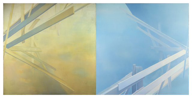 Irina Nakhova, Scaffolding, 1984. Diptych. Oil on canvas. Norton and Nancy Dodge Collection of Nonconformist Art from the Soviet Union, Collection Zimmerli Art Museum. Photo: Peter Jacobs © 2019 Irina Nakhova.