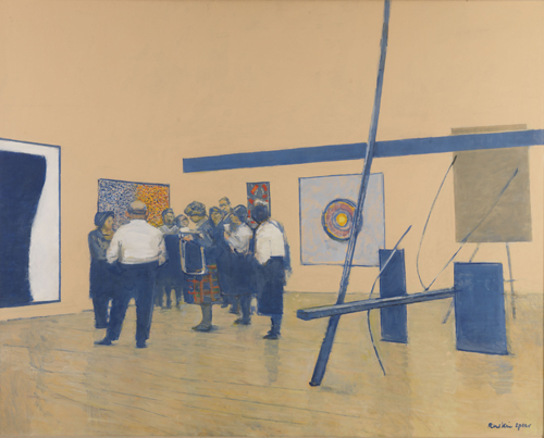 Ruskin Spear RA. <em>Finding Out About Art</em>. Oil on board, 100 x 126 cm (39⅜ x 49⅝ inches)