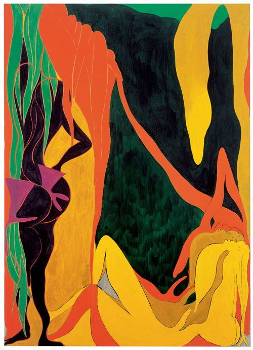 Chris Ofili. The Raising of Lazarus, 2007. Oil and charcoal on linen, 278.7 x 200.4 cm. Courtesy David Zwirner, New York.