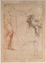 Parmigianino. Study of a nude boy and various studies of legs, about 1526-7. Verso: pen and brown ink, 23.2 x 16.1 cm. Ashmolean Museum, University of Oxford. Image © Ashmolean Museum, University of Oxford.