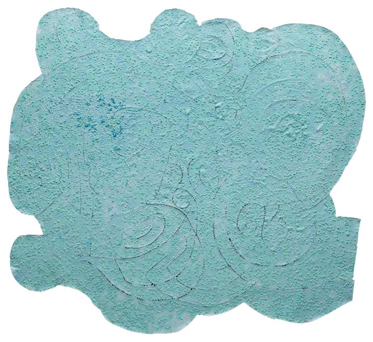 Howardena Pindell, Plankton Lace #1, 2020. Mixed media on canvas.  Courtesy of the artist, Garth Greenan Gallery, New York and Victoria Miro.