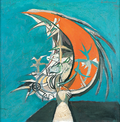 Graham Sutherland (1903–1980), <em>Thorn Head</em> (1947). 
409 x 409mm, 
Oil on canvas. 
Pallant House Gallery, Chichester. Hussey Bequest . 