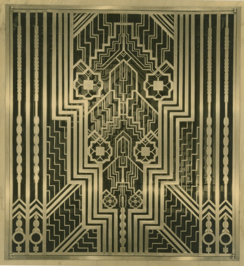 Detail of radiator grille from the Squibb Building, New York, designed by Buchman & Kahn, photograph by Sigurd Fischer, c. 1930. Museum of the City of New York, Gift of Kahn and Jacobs, Architects