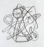 Michael Craig-Martin. <em>Picturing: Iron, Watch, Pliers, Safety Pin</em>, 1978. Plastic tape on acetate, 41.5 X 59 cm.  © The Artist. Courtesy British Council Collection.