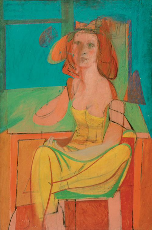 Willem de Kooning  (1904-1997). <em>Seated Woman</em>, c. 1940. Oil and charcoal on masonite 54 1/16 x 36 in. (137.3 x 91.4 cm) Philadelphia. Museum of Art: The Albert M. Greenfield and Elizabeth M. Greenfield. Collection, 1974. © 2006 The Willem de Kooning Foundation/Artists Rights Society (ARS), New York
