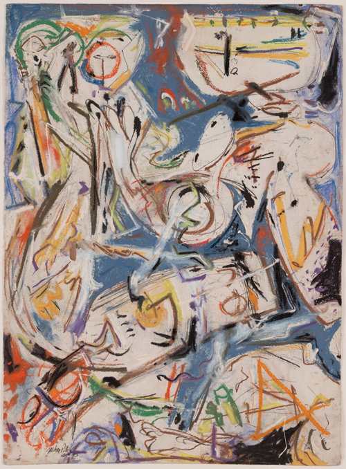 Jackson Pollock. Untitled. 1945. Pastel, gouache and ink on paper, 30 5/8 x 22 3/8 in (77.7 x 56.9 cm). The Museum of Modern Art, New York. Blanchette Hooker Rockefeller Fund, 1958 © 2015 Pollock-Krasner Foundation / Artists Rights Society (ARS), New York.