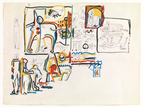 Jackson Pollock. Untitled (Animals and Figures), 1942. Gouache and ink on paper, 22 ½ x 29 7/8 in (57.1 x 76 cm). The Museum of Modern Art, New York. © 2015 Pollock-Krasner Foundation / Artists Rights Society (ARS), New York.