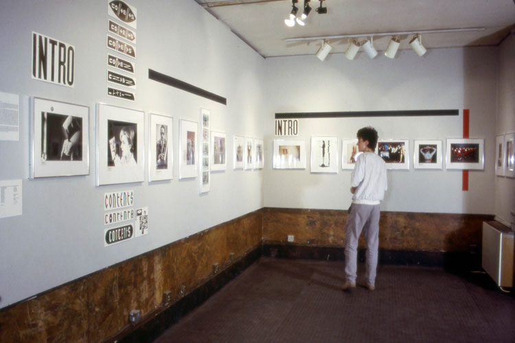 Five Years with the Face, held at The Photographers’ Gallery, 19 April – 18 May 1985. Installation view. Exhibition design by Neville Brody with Robin Derrick Courtesy of The Photographers’ Gallery Archive, London.