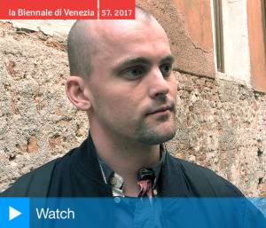 James Richards talking to Studio International at Music for the gift, Wales in Venice 2017. Photograph: Martin Kennedy.
