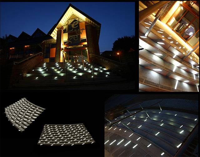 Esther Rolinson. Align, 2006. Public artwork. Animated LED channels,  approximate space 4 x 6 m. Lewes Library.