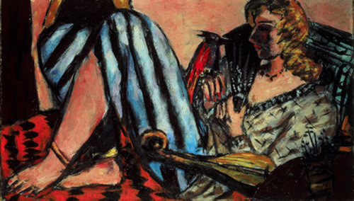 Max Beckmann. Woman with Red Rooster, 1941. Oil on canvas 55 x 95 cm. Mr and Mrs Merzbacher, the Merzbacher Foundation and Carafe Investment Company. © DACS 2002