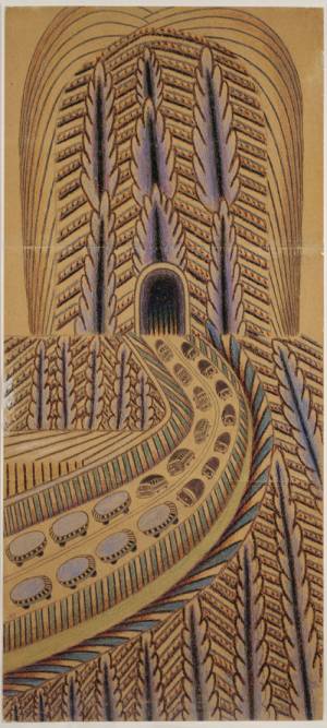 Martín Ramírez. <em>UNTITLED (Tunnel with Cars and Buses)</em> (1895-1963). Auburn, California c. 1948-1963. Pencil and crayon on pieced paper 53 x 23 in Collection of Robert M. Greenberg Photo courtesy Robert M. Greenberg, New York