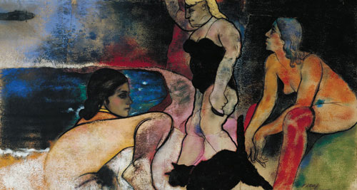 RB Kitaj. <em>The Rise of Fascism</em>, 1975-79. 
        Oil and pastel on paper, 
        85.1 x 158.4 cm. 
      Tate.