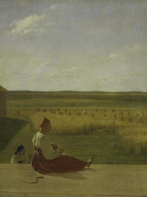 Alexei Venetsianov. <em>On the Harvest: Summer</em>, mid-1820s. Oil on canvas, 23 5/8 x 19 inches. The State Tretyakov Gallery, Moscow. Photo: © The State Tretyakov Gallery, Moscow.