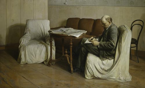 Isaak Brodsky. <em>V. I. Lenin in the Smolny</em>, 1930. Oil on canvas, 77 15/16 x 126 inches. State Historical Museum. Photo: © State Historical Museum, Moscow.