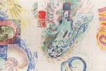 Lucy Stein, Detail: Wet Room, 2021. Hand-painted ceramic tiles, bath, sink, shower head, black acrylic mirror, water. Installation view, Wet Room, Spike Island, Bristol. Courtesy the artist and Galerie Gregor Staiger, Zurich. Photo: Max McClure.
