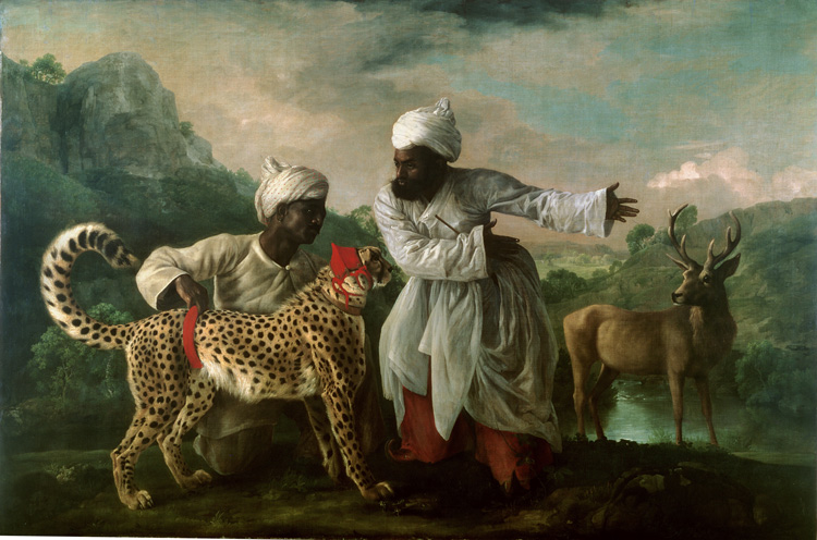 George Stubbs, Cheetah and Stag with two Indians, c1765. Oil on canvas. © Manchester Art Gallery, UK / Bridgeman Images.