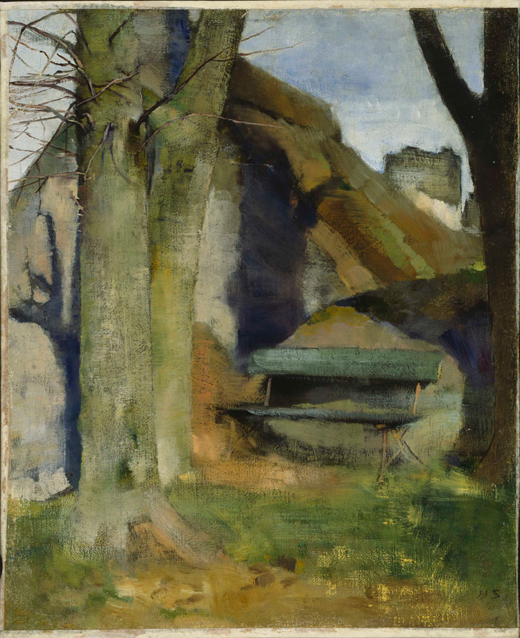 Helene Schjerfbeck. Shadow on the Wall (Breton Landscape), 1883. Oil on canvas mounted on wood, 45 x 38 cm. Niemistö Collection. Photo: Finnish National Gallery / Hannu Aaltonen.