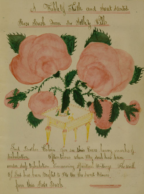 Unidentified Shaker maker<em>. Table of Faith Gift Drawing,</em> about 1840, Mount Lebanon, NY. On loan from Canterbury Shaker Village, NH. Made for Seth Wye Wells