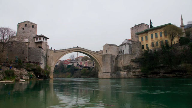 The Mostar Bridge, built by the Ottomans in the 16th century, was considered one of the world's most significant Islamic artefacts. It was bombed during the Bosnian Wars (1992-1995) by the anti Muslim Croat militia, along with many other religious, educational and cultural buildings.