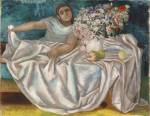 Juan Soriano. <em>Girl with a Bouquet</em>, 1946. Oil on canvas, 18 1/2 x 23 3/4 inches. Philadelphia Museum of Art, gift of Mr and Mrs Herbert Cameron Morris, 1957.