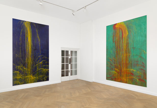 Installation view of Pat Steir at Dominique Lévy, London (9 November 2016 – 28 January 2017). Photograph: Alex Delfanne.