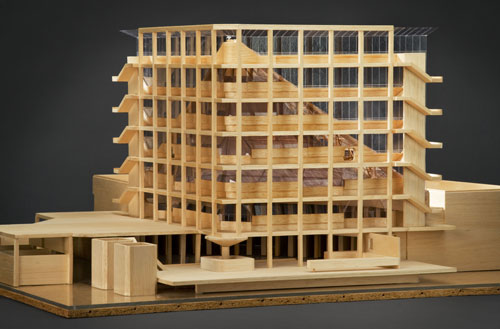 James Stirling (Firm). History Faculty Building, University of Cambridge, England (1963-67). Presentation model, wood and plastic. James Stirling/Michael Wilford fonds, Canadian Centre for Architecture, Montréal. © CCA.