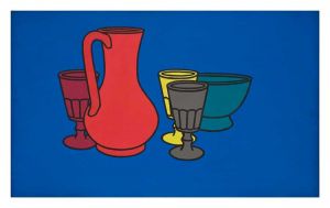 Patrick Caulfield, Coloured Still Life, 1967. Acrylic on panel, 56 x 89 cm. Accepted in lieu of Inheritance Tax by HM Government from the estate of MJ Long / Wilson and allocated to Pallant House Gallery (2021).