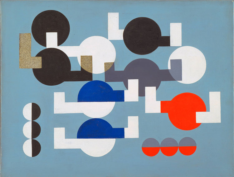 Sophie Taeuber-Arp. Composition of Circles and Overlapping Angles, 1930. The Museum of Modern Art, New York. The Riklis Collection of McCrory Corporation. Photo: The Museum of Modern Art, Department of Imaging and Visual Resources. © 2019 Artists Rights Society (ARS), New York / VG Bild-Kunst, Bonn.