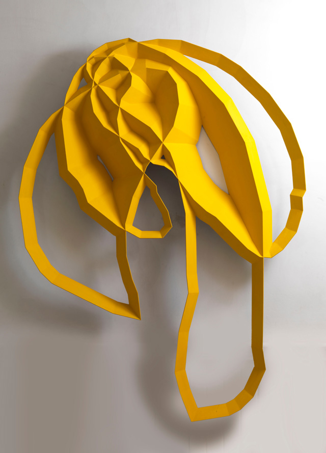 'Yellow' from Steel Garden, 1997, fabricated steel, painted, 195 x 145 x 20 cm Photograph Steve Russell.